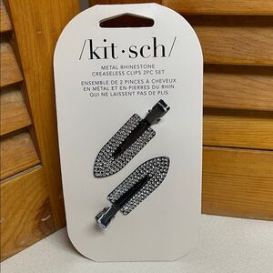 Kitsch Silver Rhinestone Creaseless Hair Clips - 2pc